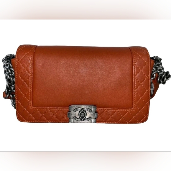 CHANEL Other - Chanel Blood Orange Leather Gunmetal Boy Bag